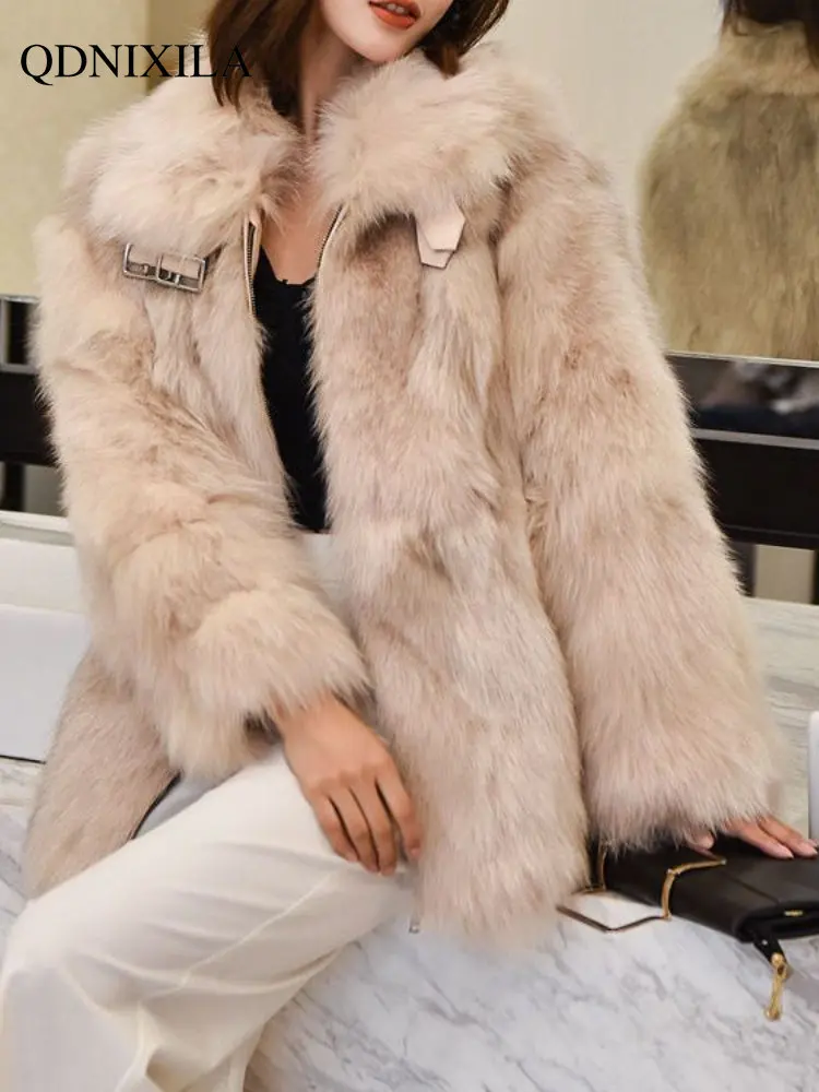 2022 Winter Coat for Women Korean Fashion Imitation Fox Faux Fur Coat New In Outdoor Clothes Fur Jacket Coat Women Free Shipping