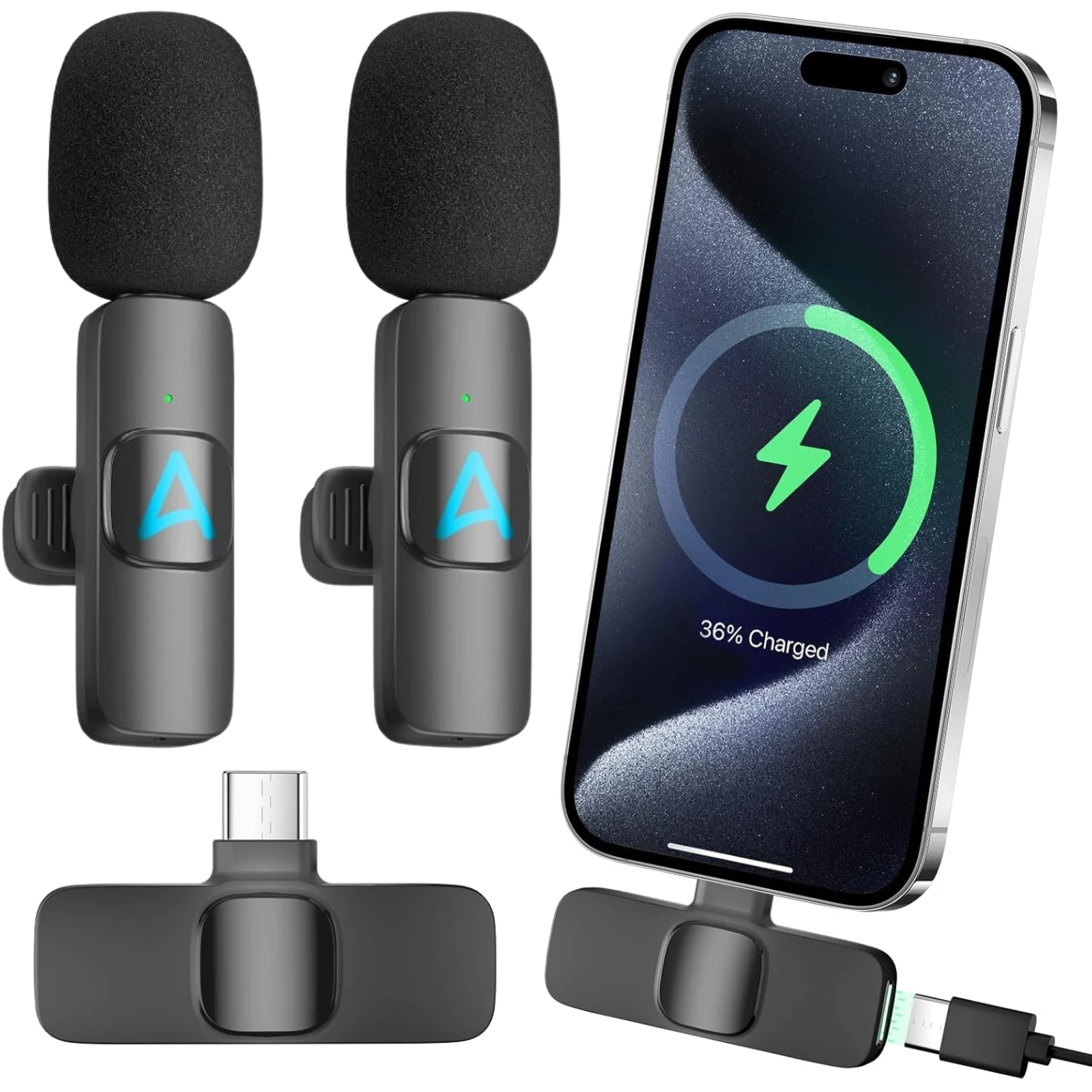 Беспроводной микрофон aLLreLi для iPhone 15 комплект всенаправленного динамического