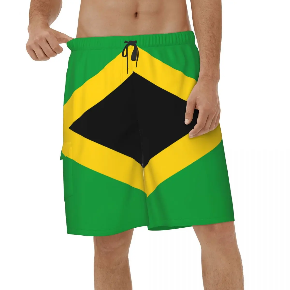 

Casual Jamaica Flag Men 3D Printed Beach Shorts Sports Swimwear Surf Swimsuits Quick Dry Board Shorts