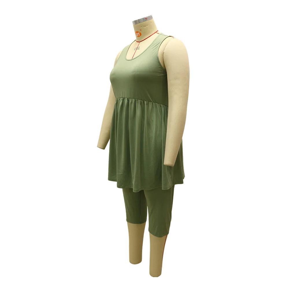 Plus Size Vest Pants Suit Solid Color Fashion Casual Large Size Women's Two-piece Suit Commuter Plus Size 2 Piece Set Women