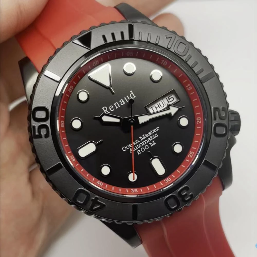 

200M Diver Watch Automatic Men Luxury Sports Watch 43mm Mechanical Wristwatches PVD Black Case Luminous Clock Homage RENAUD 2022