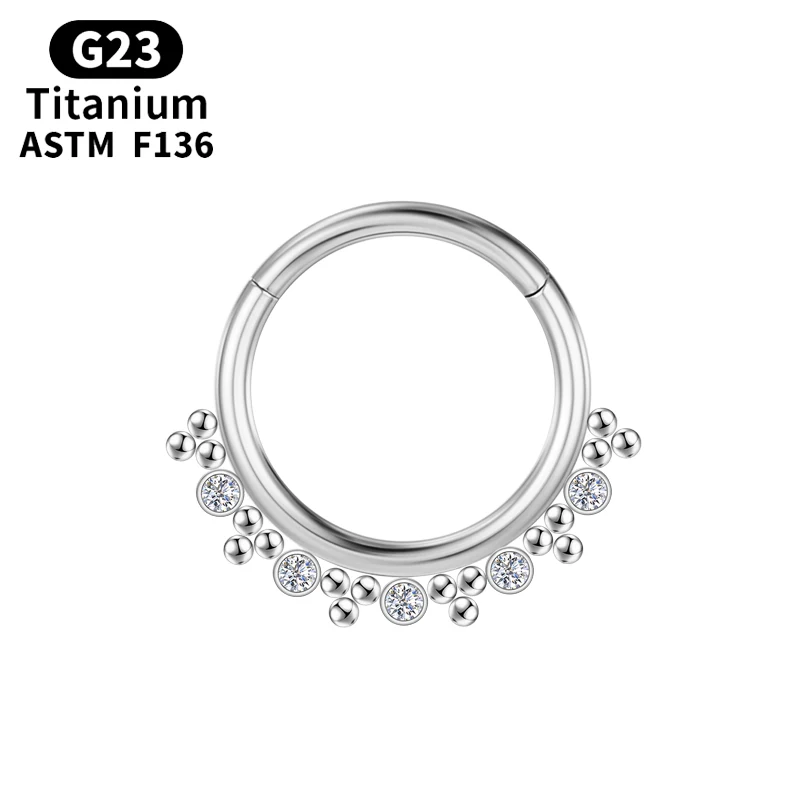 

G23 Titanium Nose Ring Hoop Zircon Tragus Cartilage Septum Piercing Clicker Body Jewelry Labret Earrings Helix Women Accessories