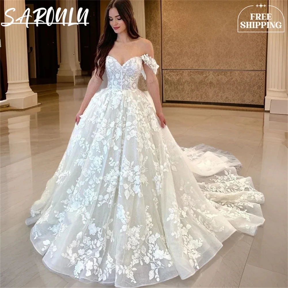 Кружевное свадебное платье со сказочным цветочным рисунком уникальное в стиле