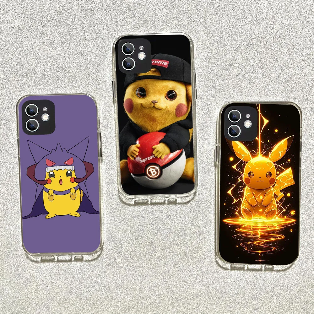 WRA-21 Pokemon Pikachu Transparent Flexible TPU Case For iPhone XS XR 5 6 7 8 SE 11 12 Mini Plus Pro Max