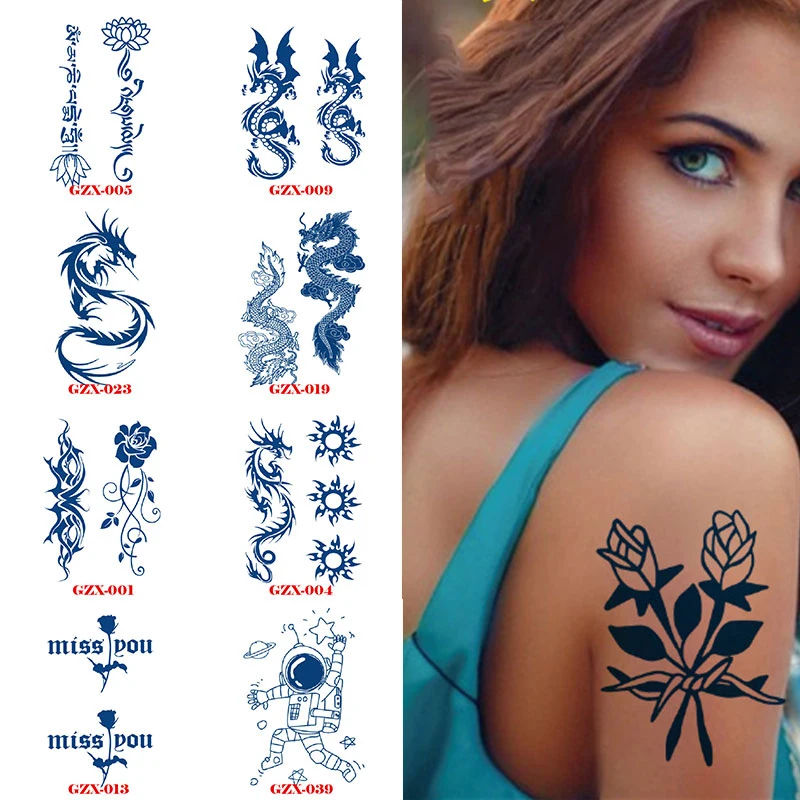 

Стойкая водостойкая Временная тату-наклейка Juice Ink, тату японского дракона, тотема, солнце, крыло, боди-арт, искусственная тату на руку для же...