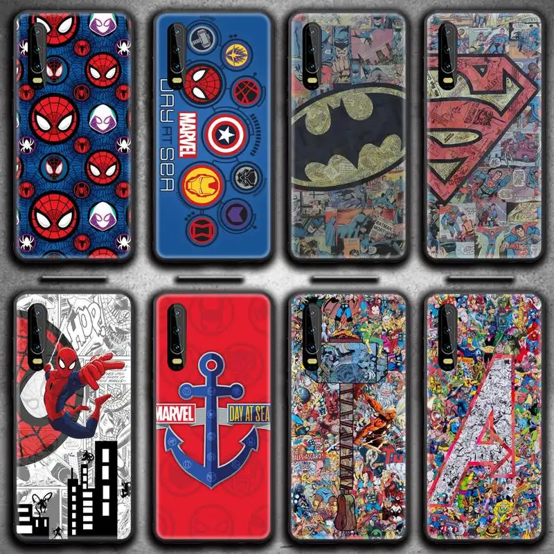 

Cartoon Marvel Iron Man Spiderman Batman Phone Case for Huawei P20 P30 P40 lite E Pro Mate 40 30 20 Pro P Smart 2020