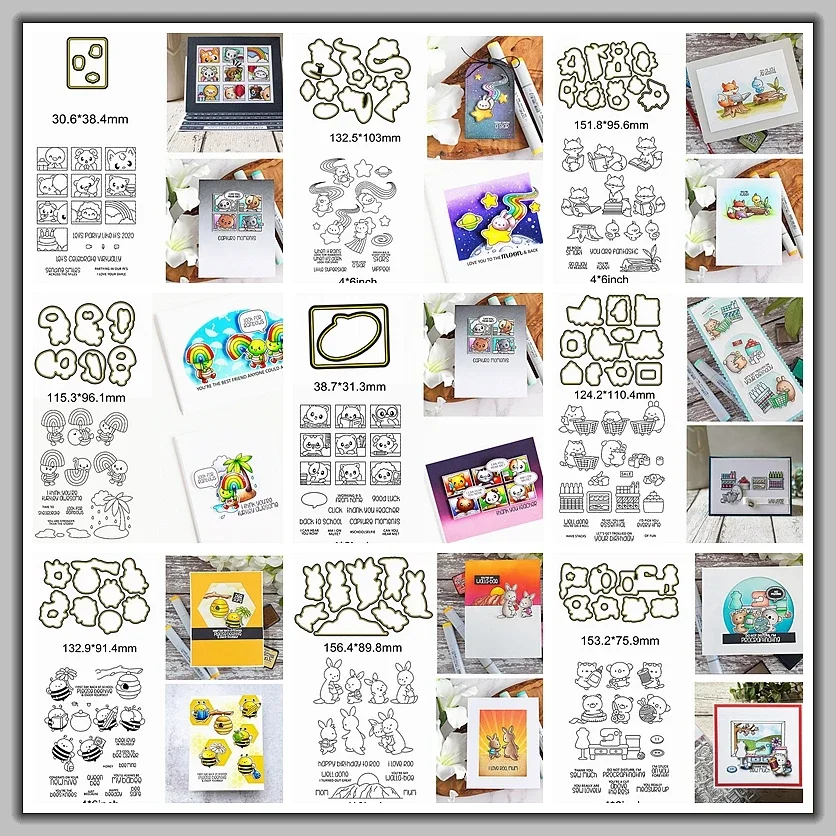 Силиконовые штампы на тему животных с милыми буквенными узорами из материкового