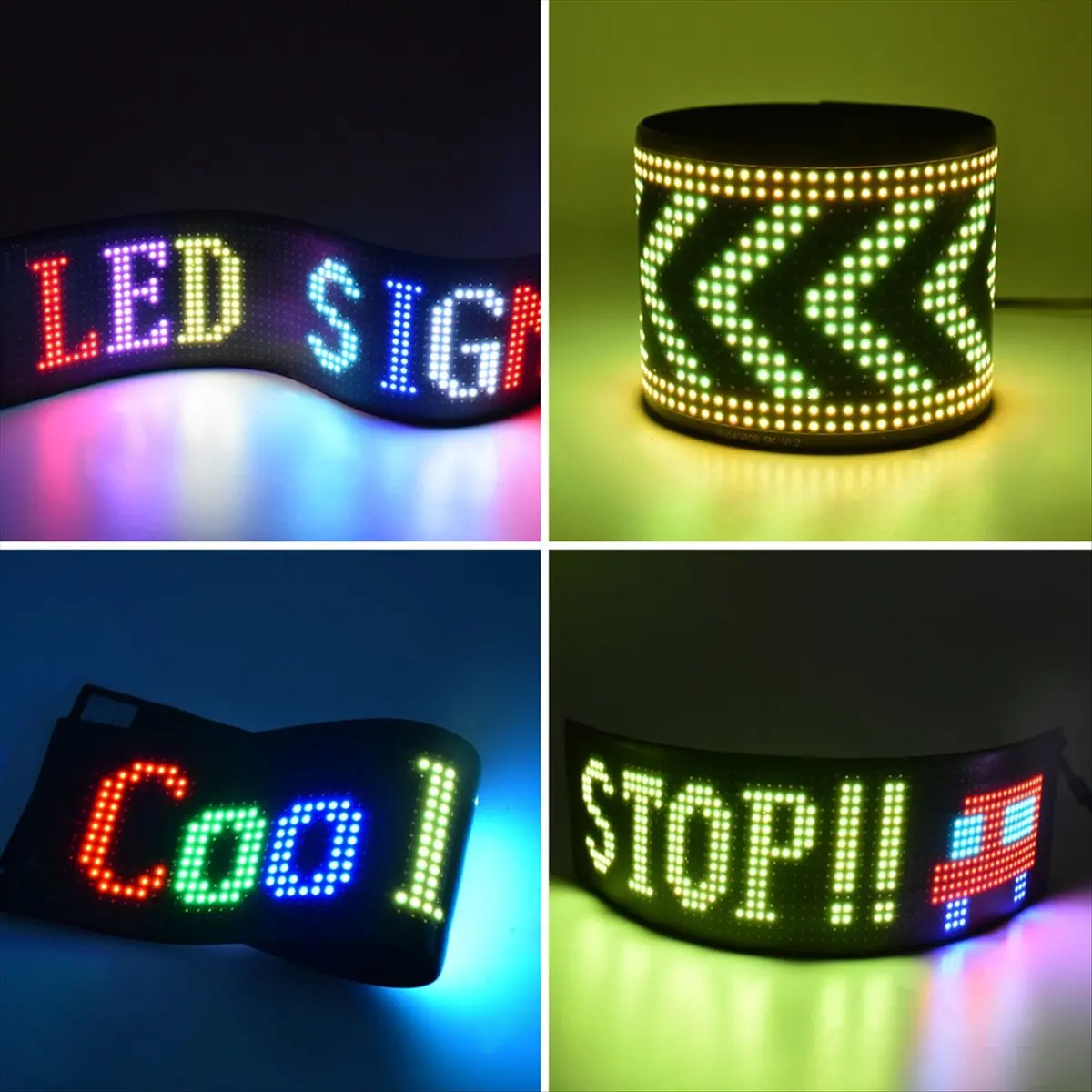 Фото 【A94Z~】 Светодиодная пиксельная панель, гибкий светодиодный модуль USB 5V, RGB-дисплей с анимацией и прокручиваемым текстом, управление через Bluetooth-приложение, 16x32 светодиода, 7x17 см. №2