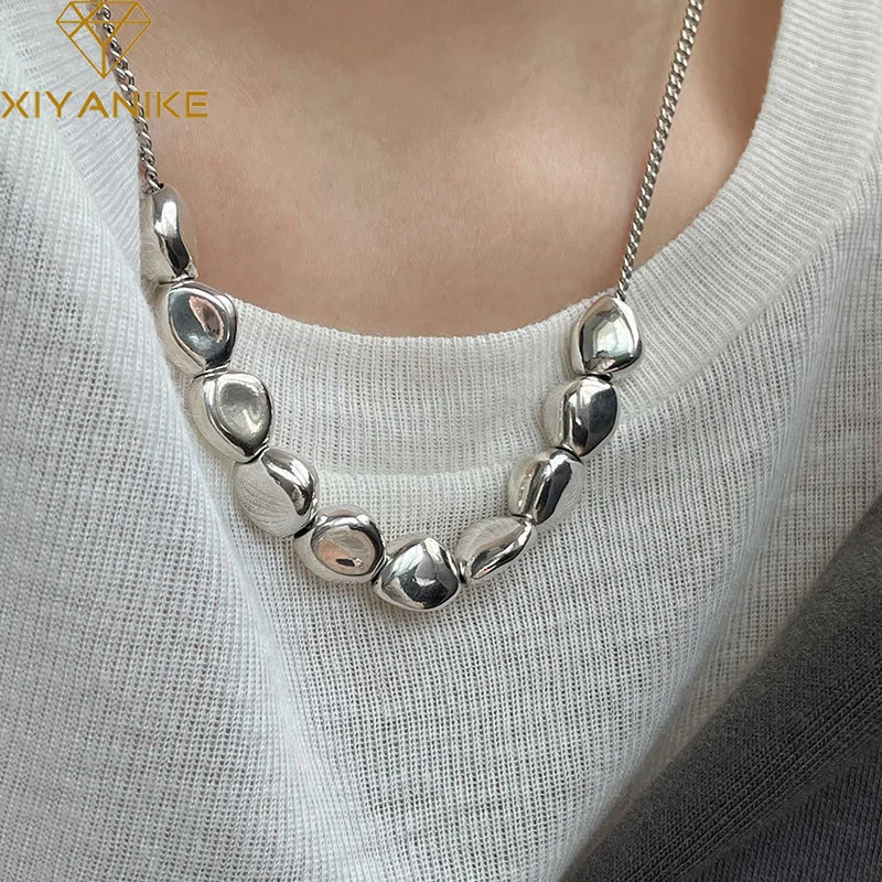

Нестандартное металлическое ожерелье DAYIN с цепочкой на свитер с камнями для женщин и девушек, модные новые украшения, подарок другу, женское колье