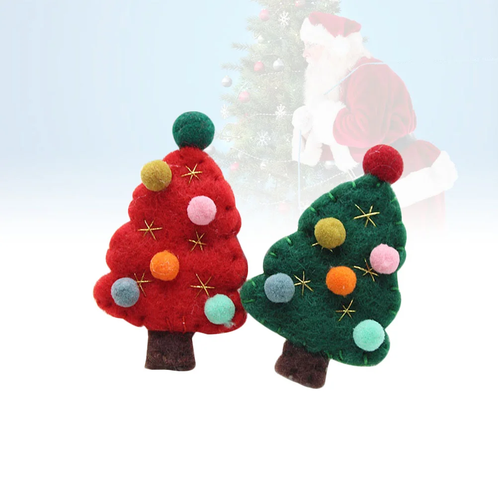 

2pcs Christmas Brooch Set Vintage Wool Felt Christmas Tree Pattern Breastpins Festival Jewelry DIY Accessories Gift Decor