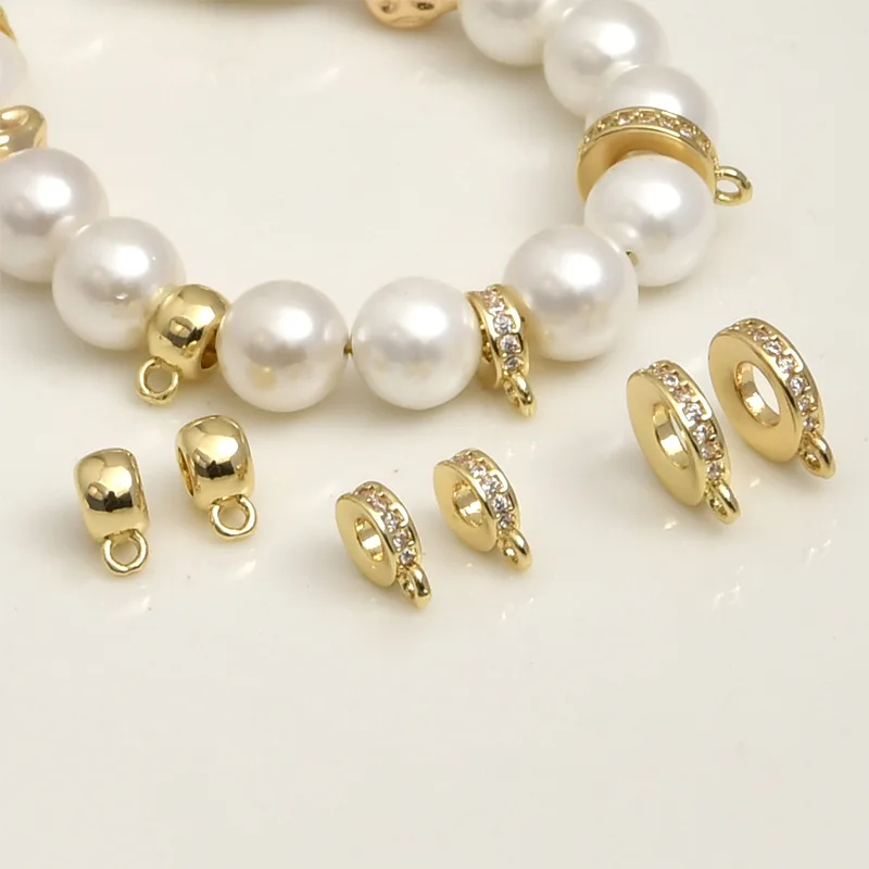 

3 шт латунные CZ 14K позолоченные вешалки разделитель круглые бусины с коннектором петли для Diy браслет ожерелье ювелирные изделия аксессуары