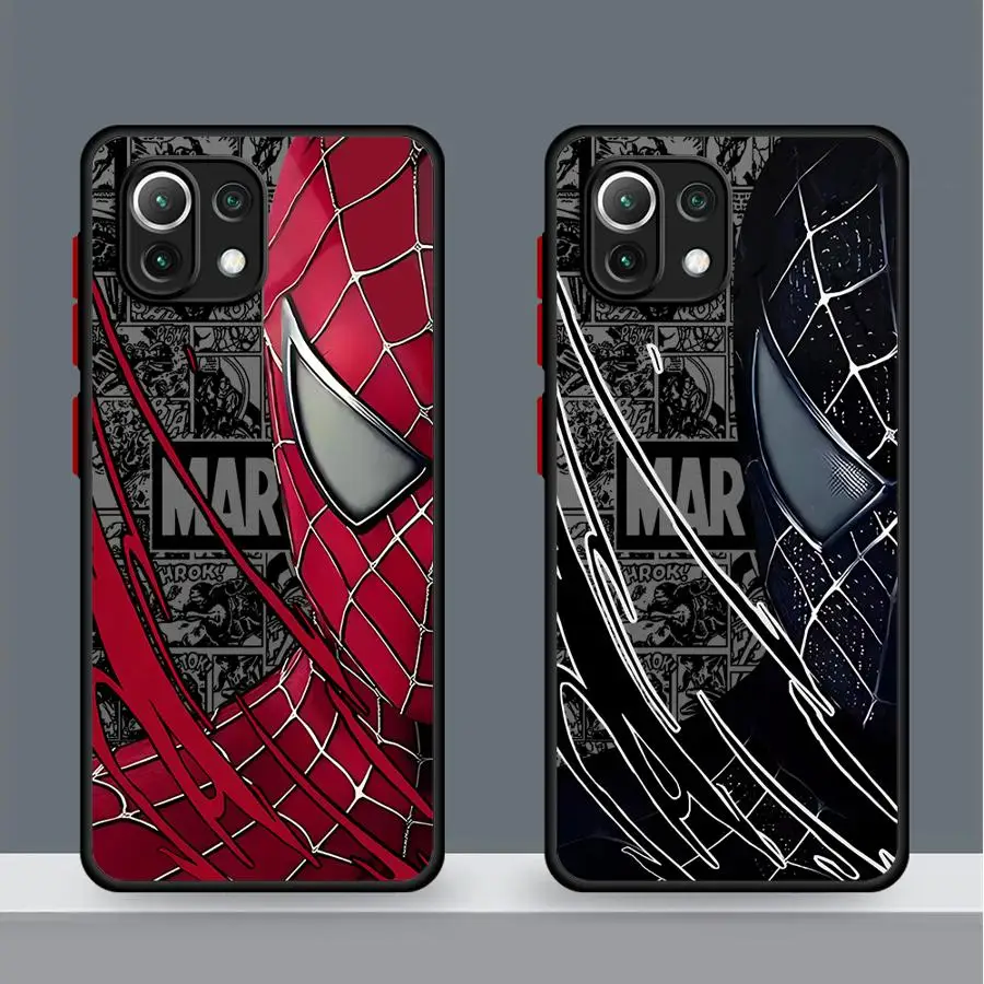 Чехол-бампер Marvel Spider Man Half Face Cool для Xiaomi Poco X3 NFC X4 X5 Pro C50 C51 C40 M5 M5s