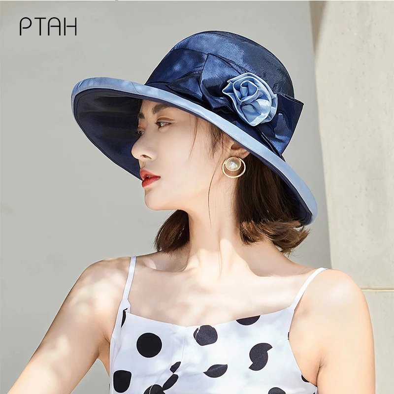 

[PTAH] Summer Hats Women Sun Protection Cap Temperament Beach Hats Female UV Protection Breathable Sun Caps Ladies Girl Hats