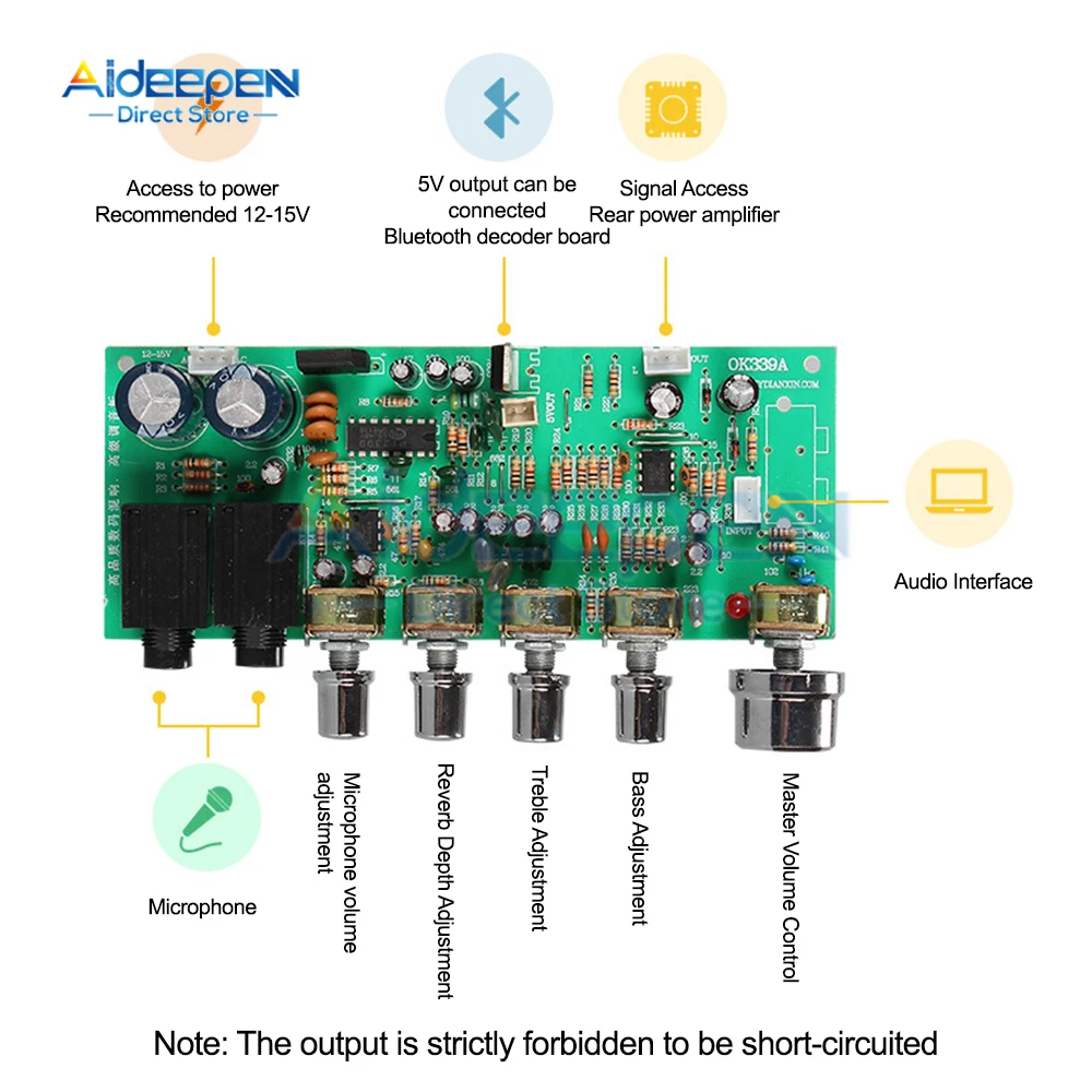 

Плата реверберации переменного тока 12-15 в PT2399, передняя панель с низким уровнем шума, Плата усилителя, передняя панель, тюнинг-плата с потенциометром