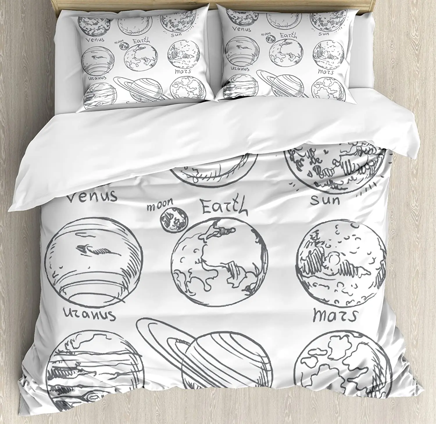 

Doodle Bedding Set For Bedroom Bed Home Planets of Solar System Sun Mercury Earth Moon Mar Duvet Cover Quilt Cover Pillowcase