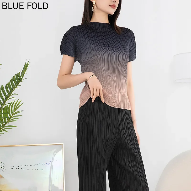 Женская летняя новая футболка с короткими рукавами градиентная цветная печать