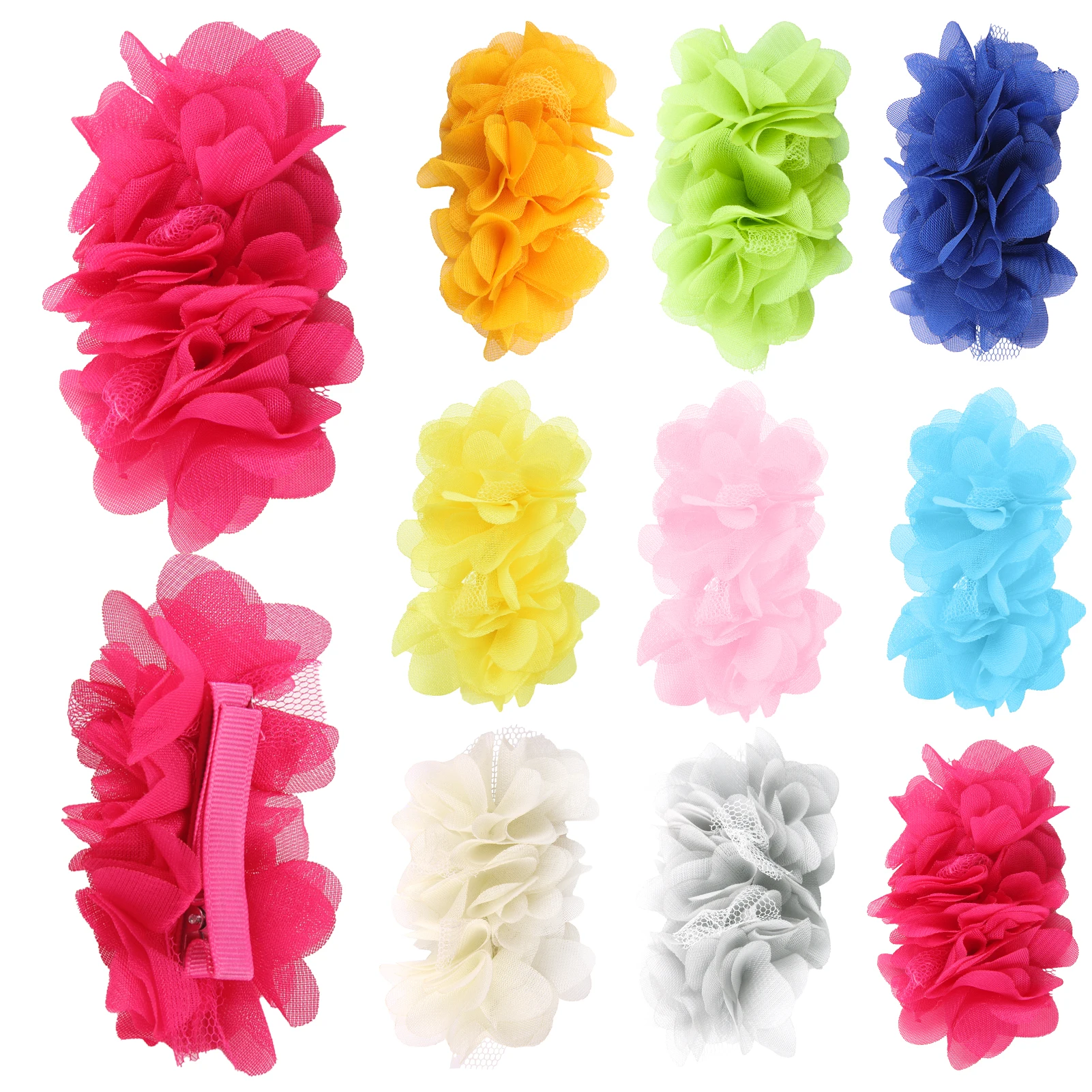 

9 Pc/lot Mesh Flower Chiffon Hair Clips Handmade Fabric Hair Flowers Girls Hairpins Princess for Kids Girls Hair Accessories