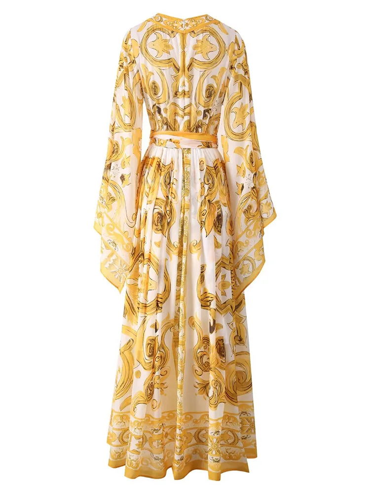 Женское дизайнерское длинное платье AELESEEN с рукавами летучая мышь и V-образным