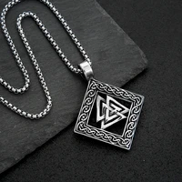 vintage norse viking valknut pendant necklace men stainless steel odin celtic necklace chain fashion viking accessories jewelry