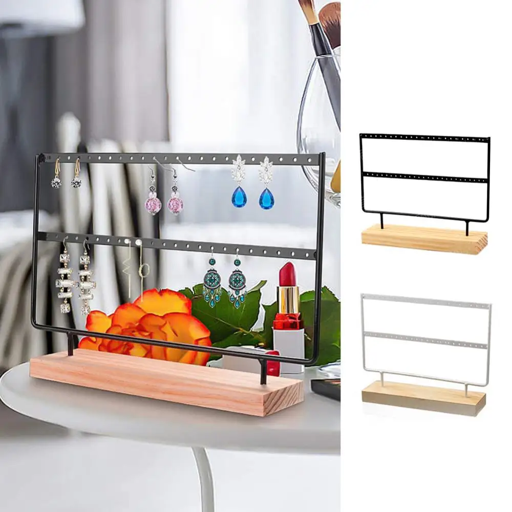 Wholesale Wood Base Metal Earnail Pendant Jewelry Rack Display Rack Organizer Earring Necklace Bracelet Arrange Rack Black White