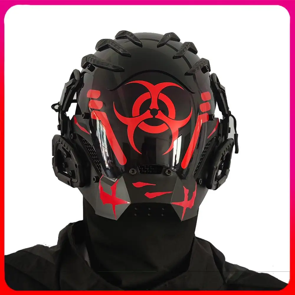 

Маска в стиле кибер-панк для косплея, красная биохимическая искусственная идентификация, Биохимический шлем, механическая научная фантаст...