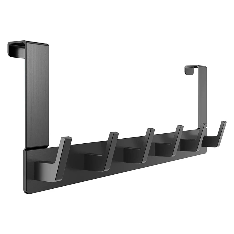 

Door Coat Rack With 6 Hooks - Door Hooks For Hanging - Clothes Hooks Door For Bathroom Door Hook Rail Modern Door Hanger
