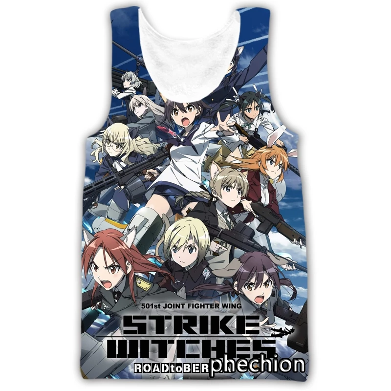 

phechion New Fashion Men/Women Anime STRIKE WITCHES 3D Printed Sleeveless Vest Streetwear Men Loose Sporting Tank Tops A16