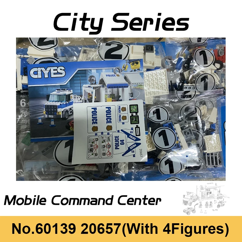 

400pcs City Series Mobile Command Center Building Blocks Police Station Car Compatible 60139 Bricks Toys For Boy Children Gifts