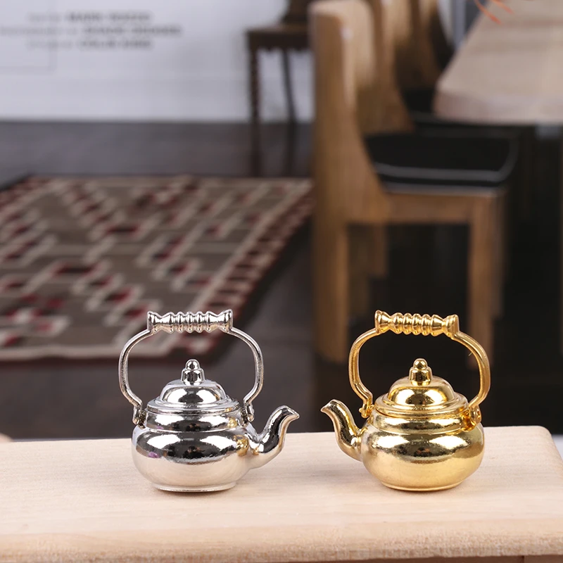 

1PC Dollhouse Miniature Accessories Kettle Simulation Furniture Tea Pot Kitchen Model Furniture Toys For Doll House Decoration