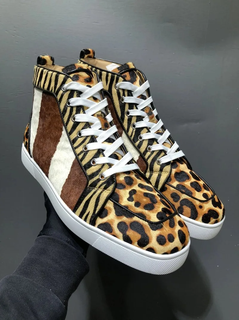 

NEW High-end Leather Shoes, Men's Shoes, Red-soled Shoes, Leather High-top Shoes, Men's Shoes, Casual Shoes Rivet Shoes