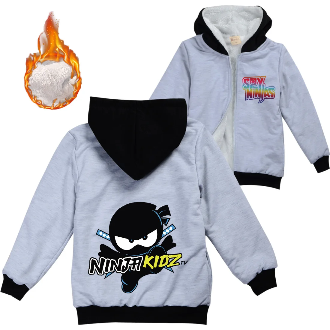 Новая зимняя детская одежда NINJA KIDZ теплая плотная бархатная куртка с капюшоном на