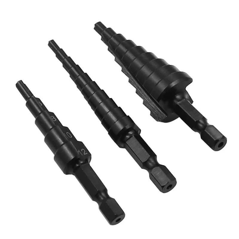 

Durable HSS Hole Stepped Up Bit 30 Sizes High Speed Steel Drill Cone Bits 3pcs