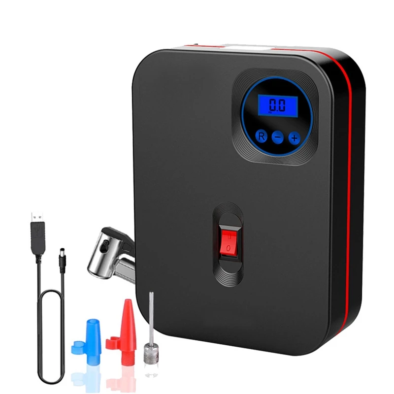 

Автомобильный насос для накачивания шин, насос для автомобиля, велосипеда, мотоцикла, с зарядным цифровым дисплеем