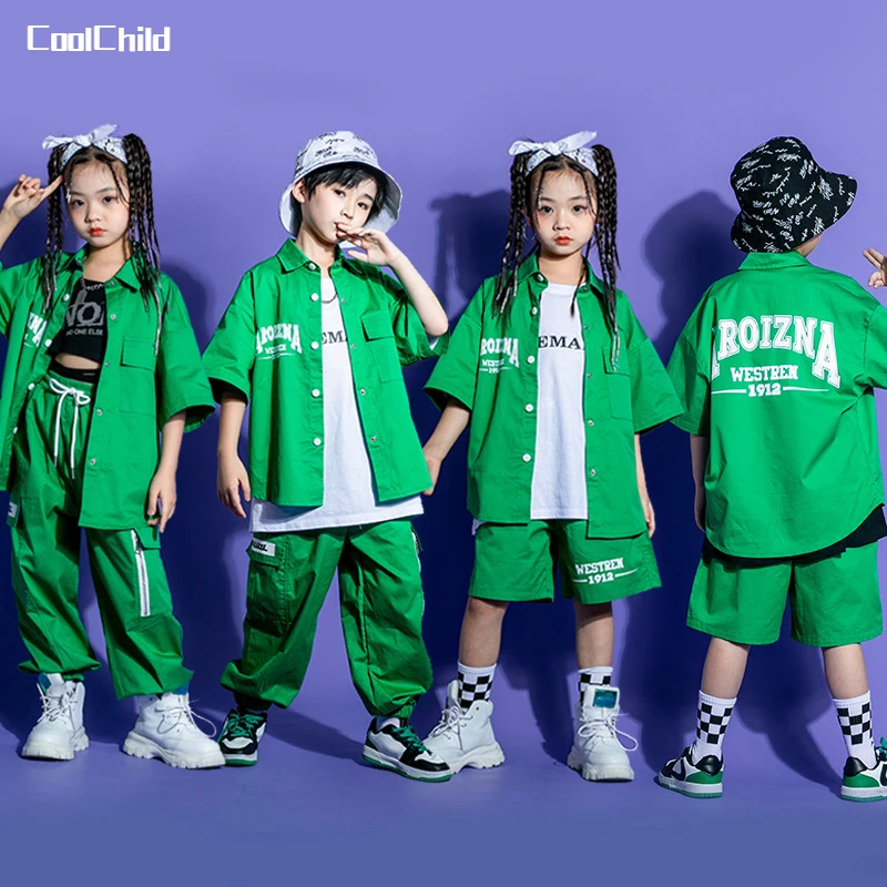 Girls Hip Hop Cool Blouse Clothes Sets Joggers Kids Streetwear Jazz Outfits Costumes