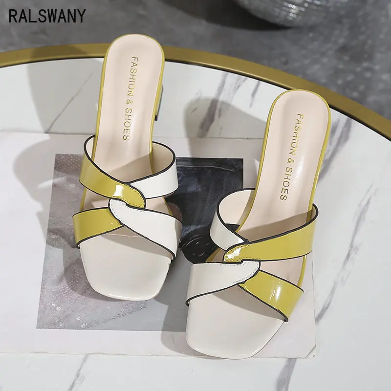 Summer Fashion Women Shoes Simple Square Heeled Banquet Luxury Sandals Women Designers Chausures Femme High Heels