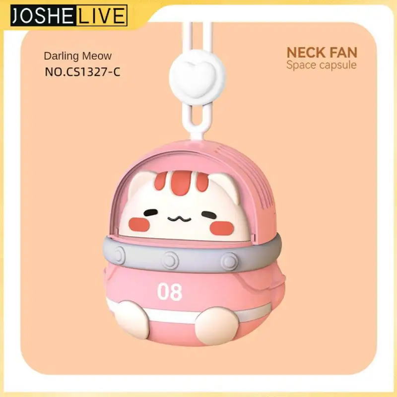 

Plug And Charge Small Fan Outdoor Space Capsule Shape Soft Rubber Lanyard Air Cooler Cute Hanging Neck Fan Air Conditioning
