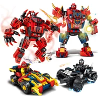 new superheroe spider man venom mech chariot car robot figures building blocks kit bricks classic movie model kids toys boy gift