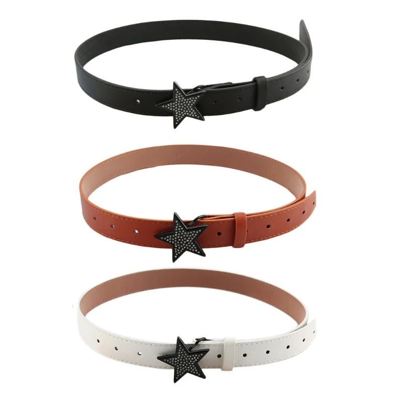 

Womens Belts for Jeans Faux Leather Belt with Star Shape Buckle 1.1" Width Fashion Ladies Casual Belts for Jeans Pants