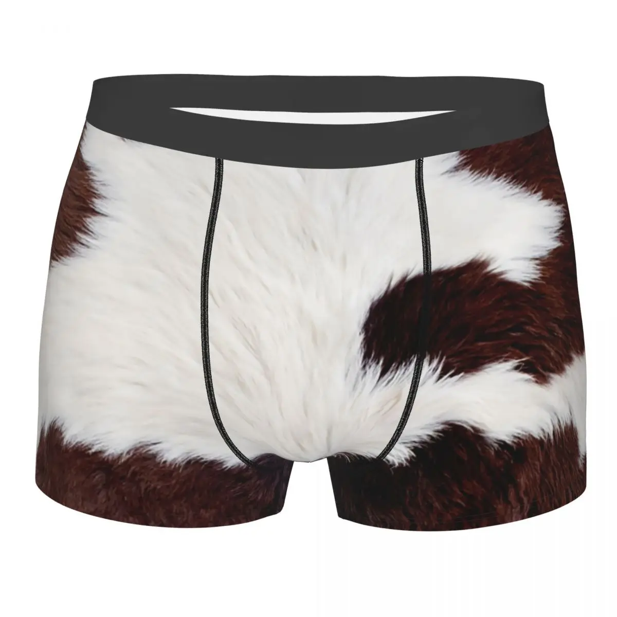 

Male Cool Smooth Cow Fur In Brown and White Colors Underwear Boxer Briefs Men Breathbale 3D Print Shorts Underpants Boxer Shorts