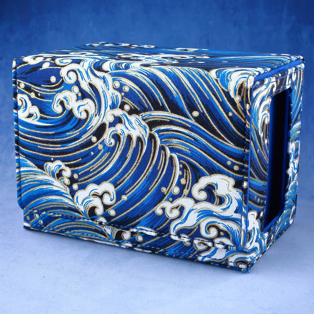 Фото Gacha Deck Box Trading Storage Box TCG Commander Магнитная коробка из искусственной кожи Wave Blue Японская золотая фольга с принтом для карты PTCG YGO в подарок №3