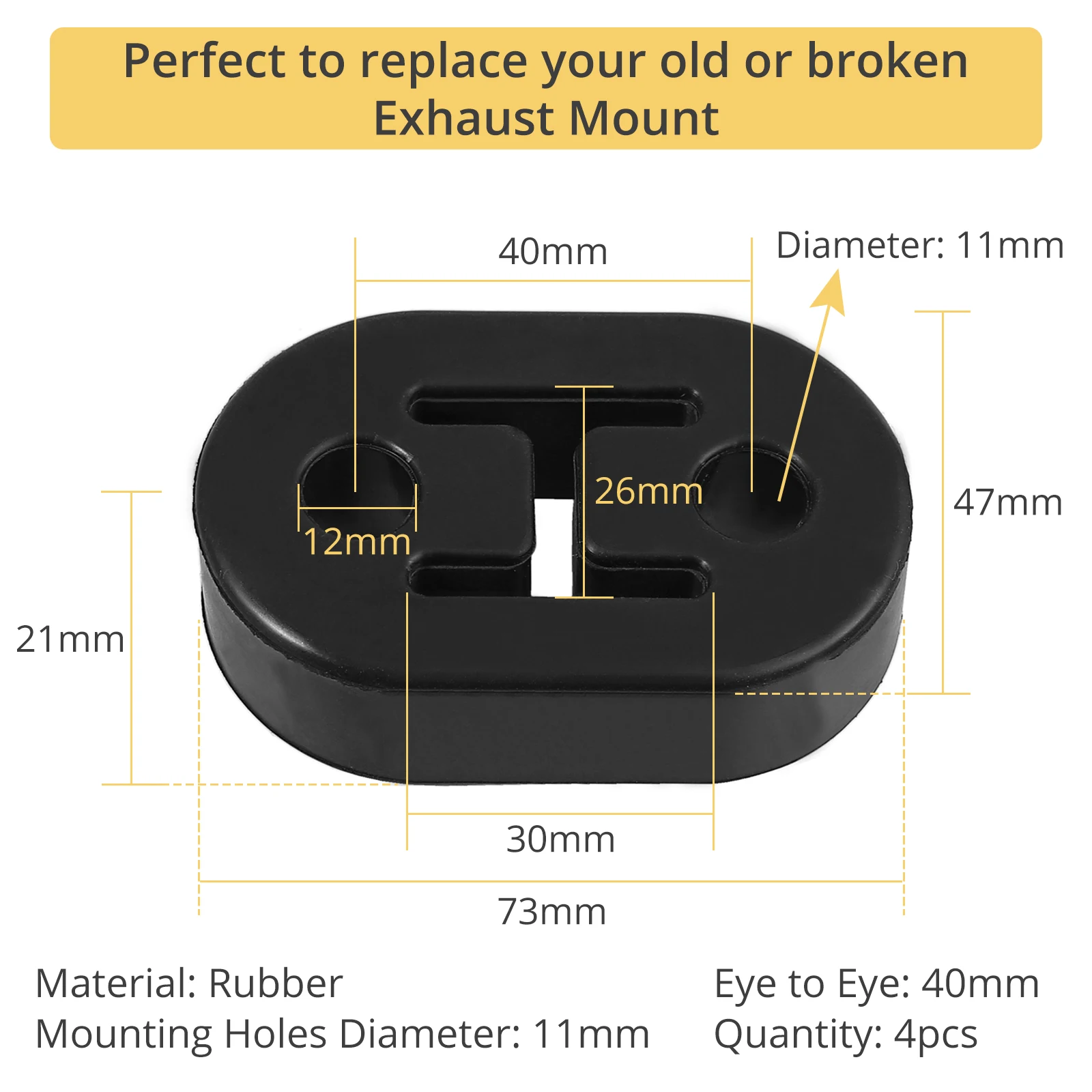 4 шт. универсальные автомобильные держатели для выхлопной трубы 11 мм 2 отверстия |