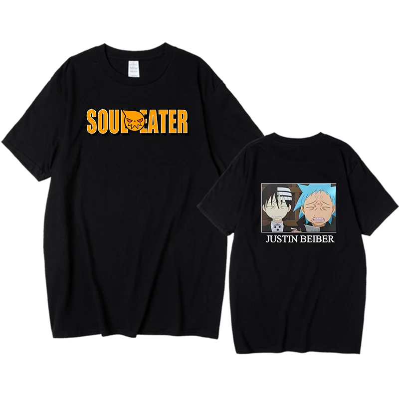 

Футболка с рисунком аниме Soul Eater, забавные мужские и женские повседневные свободные топы с коротким рукавом для подростков, летние хипстерс...