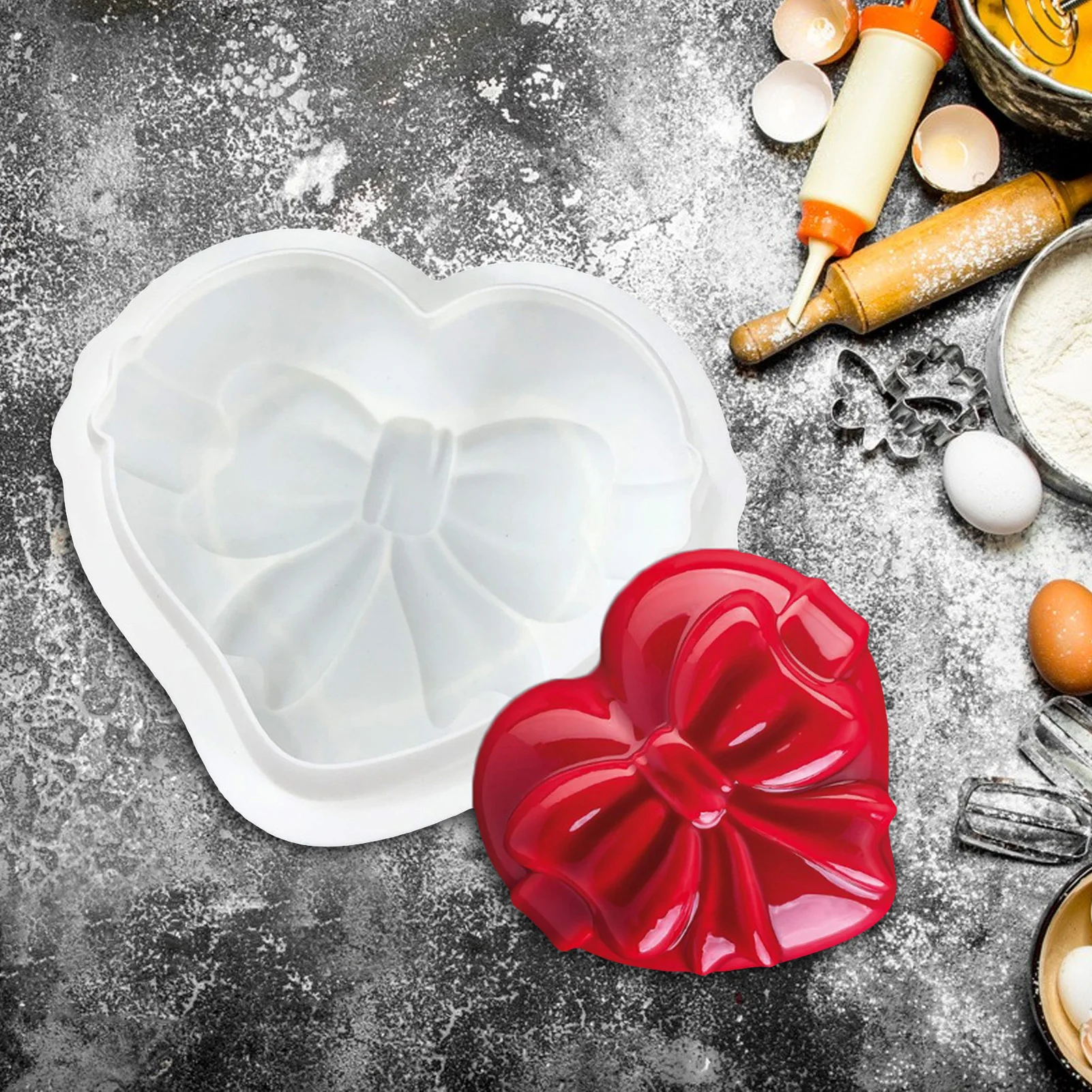 

Loving Heart Shape Silicone Fondant Mold Bow Tie DIY Colorful Sweet Heart Chocolate Candy Paste Cake Decorating Tool Mold