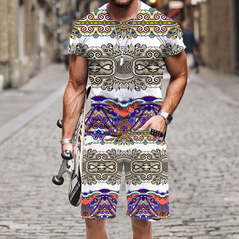 

Men's T-shirt Set Street 3D Printed Luxury Tops Short Sleeve Sportswear Harajuku Fashion Hot Casual O Neck Summer Funny 2022 New