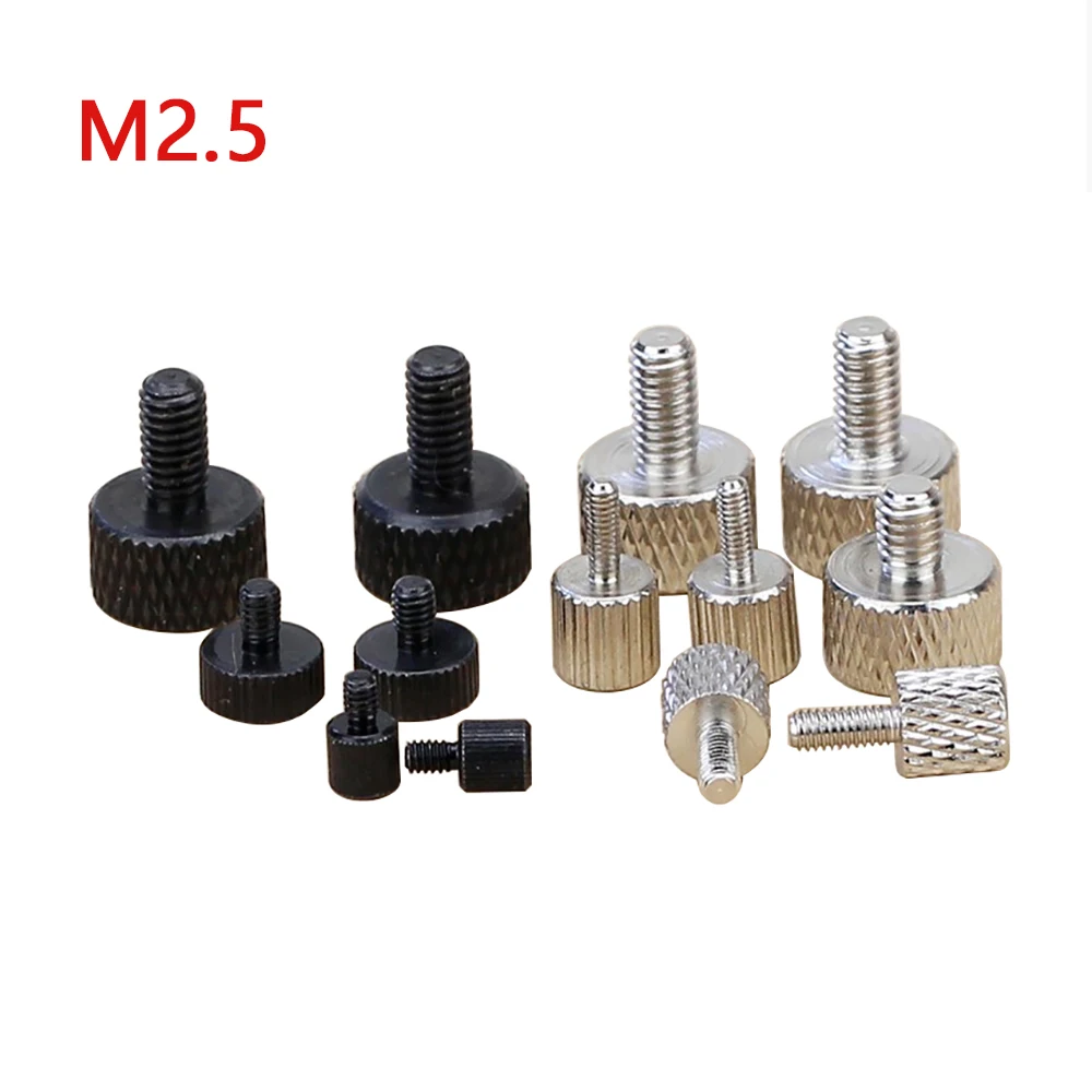 

10Pcs M2.5 Carbon Steel Thumb Screws Plain Type Metric Knurled Head Manual Adjustment Screws