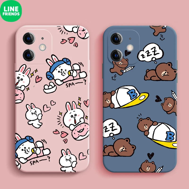 

LINE FRIENDS BROWN Suitable for Iphone13Promax Mobile Phone Case Cartoon Cute Anti-Drop Soft Shell Protective Cover