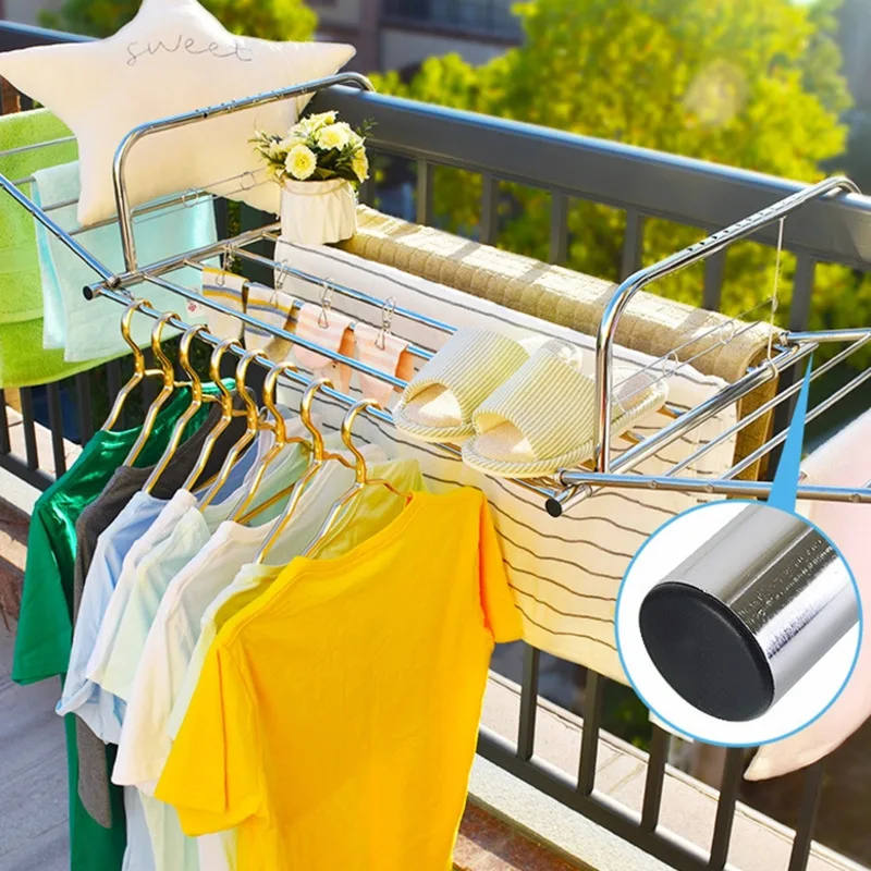 

Stainless Steel Window Railing Drying Rack Household Drying Shoes Folding Drying Rackr Movable Cloth Hange