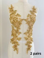 gold handmade crystal bead flower patch luxurious rhinestone 3d folral applique for wedding dressball gownbridal shirt decor