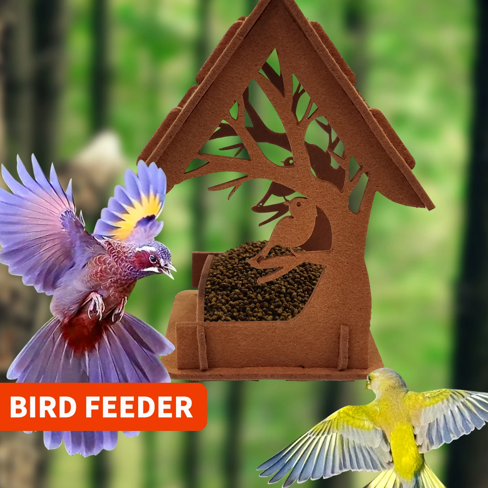 

Attractive Bird Feeder Exquisite Wood Hanging Easy Assemble Birdhouse Feeder for Home