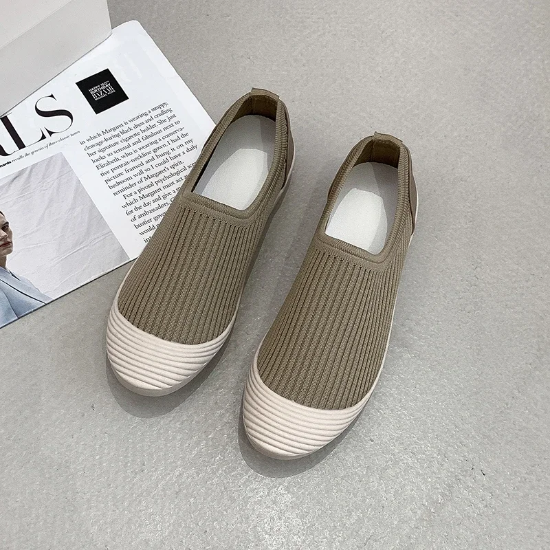 

Free Shipping Casual Basic Mesh Flats for Women 2024 Hot Sale Solid Pu Ladies Shoes Spring/Autumn Slip-on Round Toe Flats